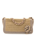 Crochet Camellia Flap Bag Beige