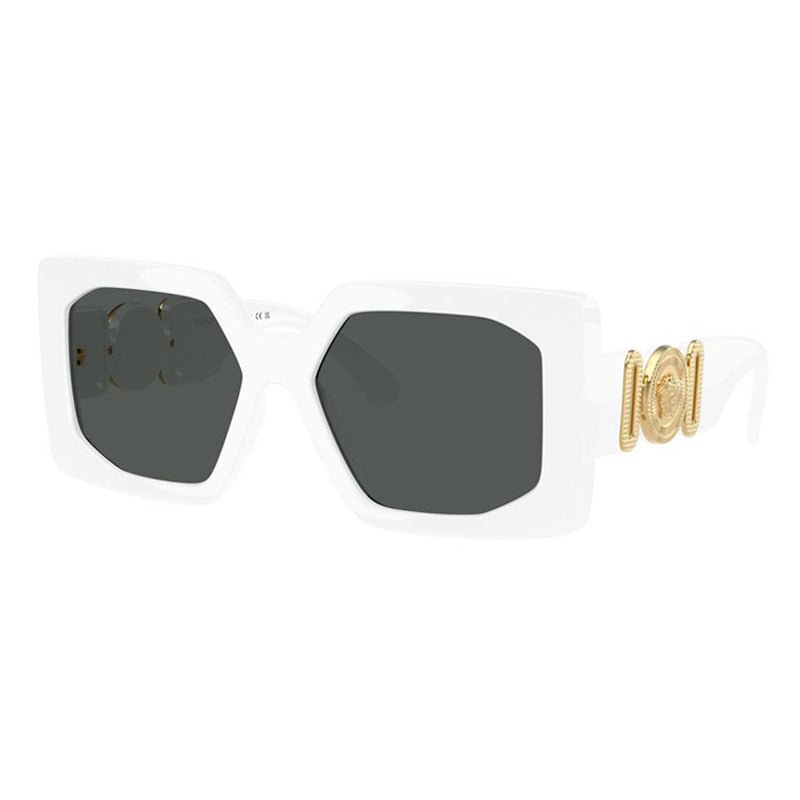 Versace Sunglasses Square Full Rim, White Frame and Dark Grey Lens VE4478U314/87