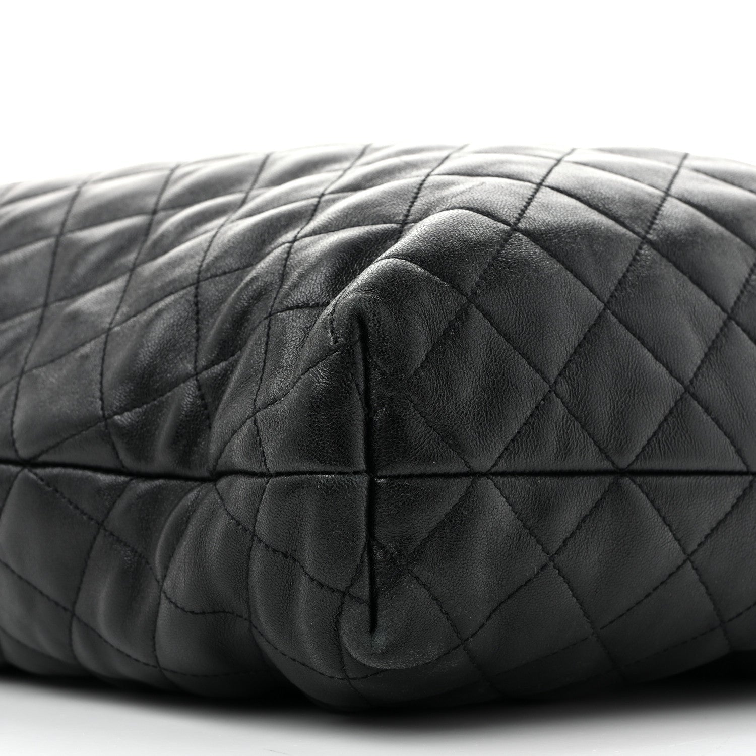 Lambskin Quilted Maxi Icare Shopping Tote Black