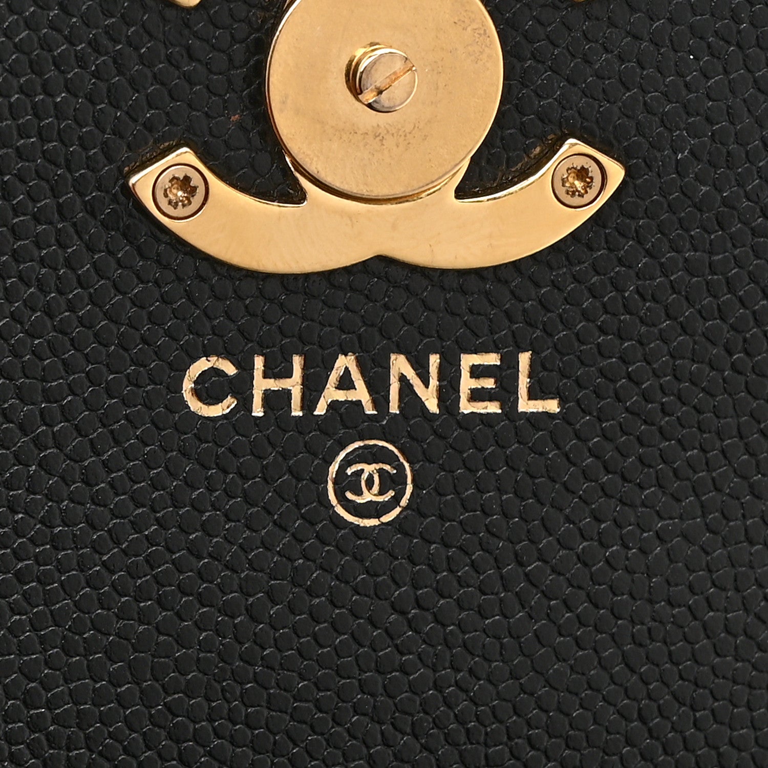Caviar Quilted Coco First Clutch With Chain Black