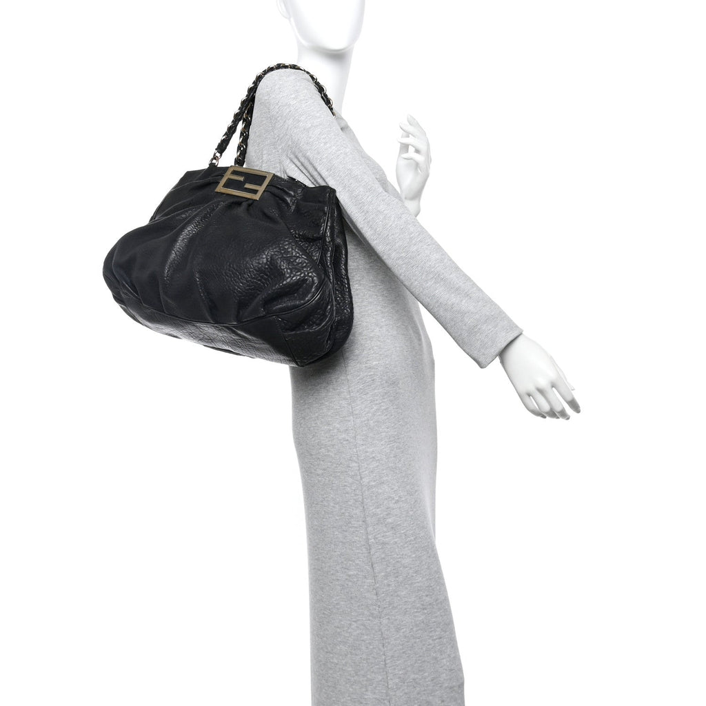 Crinkled Lambskin Mia Tote Black