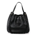 Grained Calfskin La Medusa Bucket Bag Black