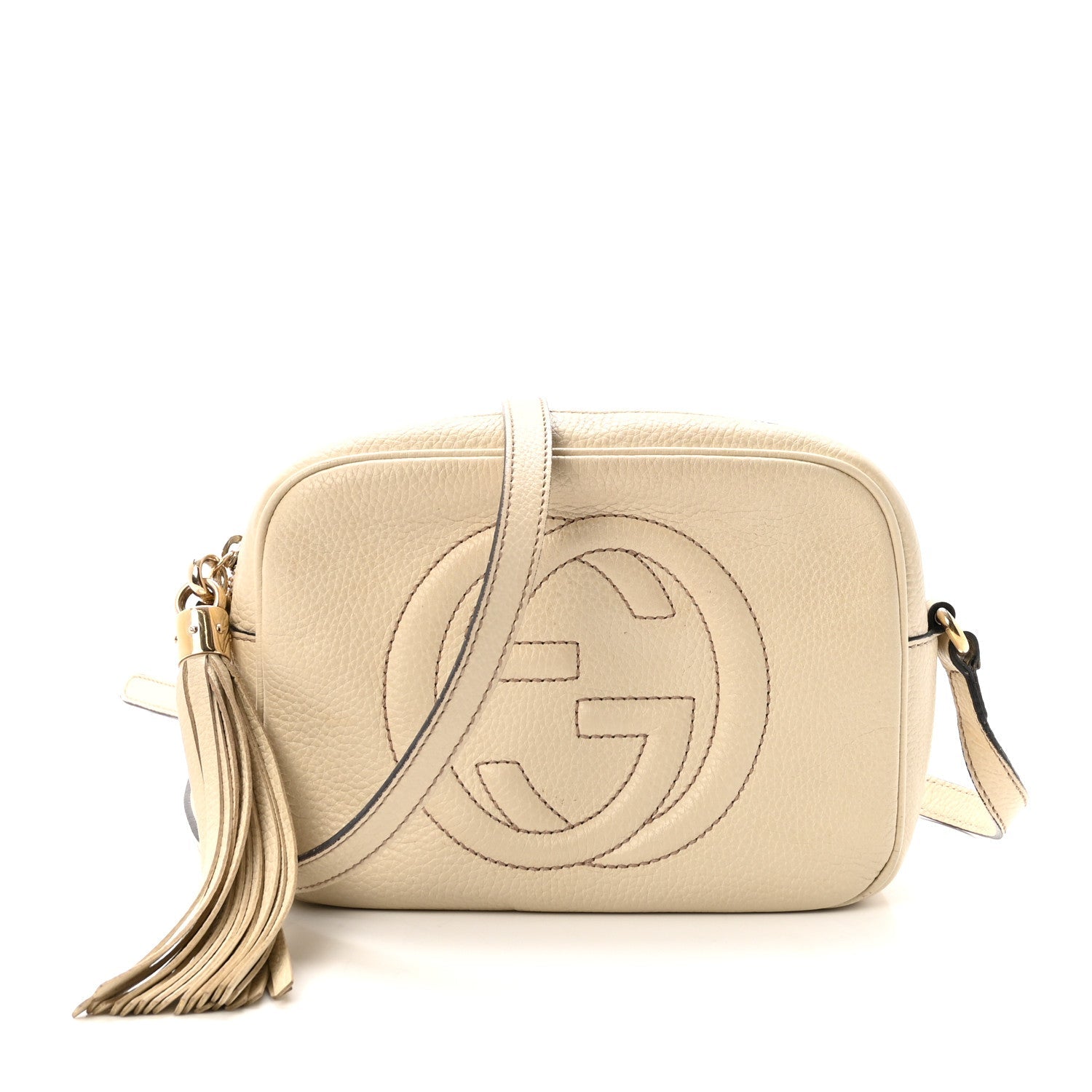Pebbled Calfskin Small Soho Disco Bag Off White
