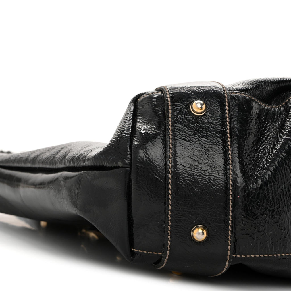 Patent Medium Pelham Shoulder Bag Black