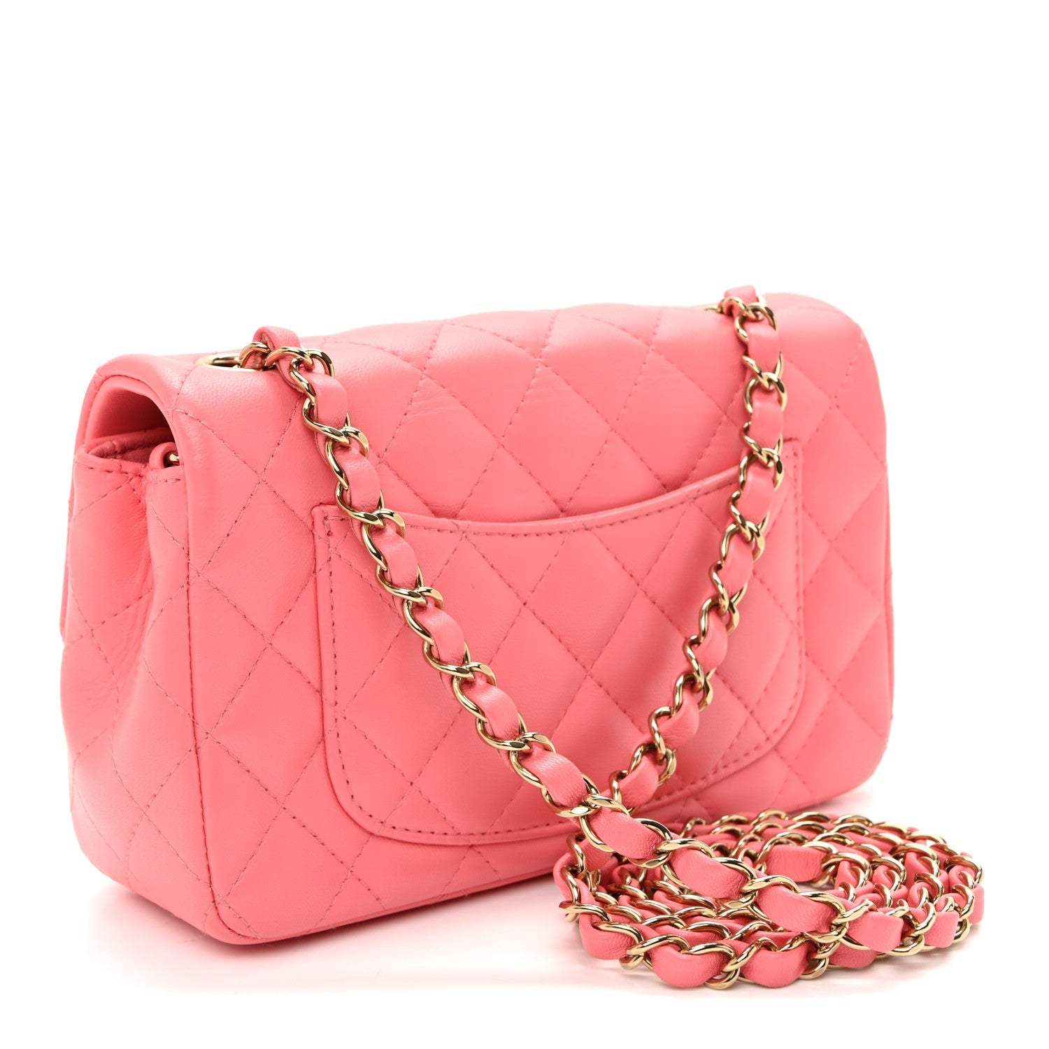 Lambskin Quilted Mini Rectangular Flap Pink