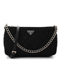 Nylon Tessuto Impuntu Quilted Crossbody Bag Black