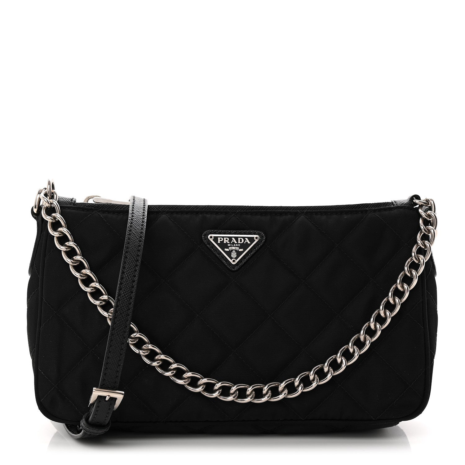 Nylon Tessuto Impuntu Quilted Crossbody Bag Black