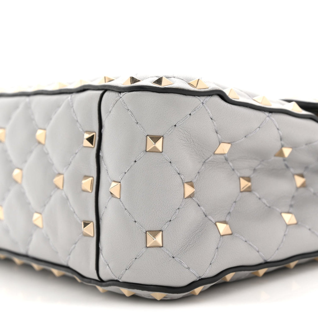 Nappa Medium Rockstud Spike Shoulder Bag Pastel Grey