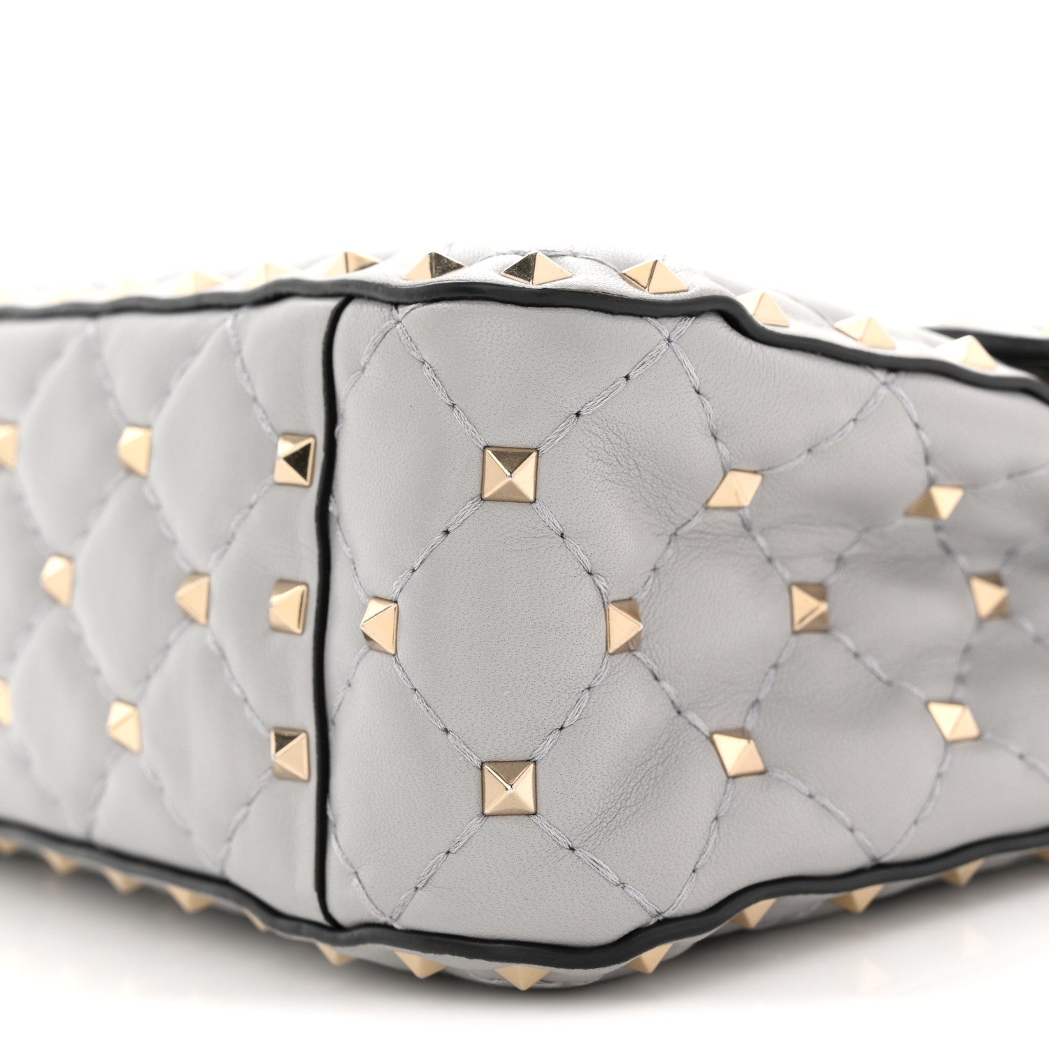 Nappa Medium Rockstud Spike Shoulder Bag Pastel Grey
