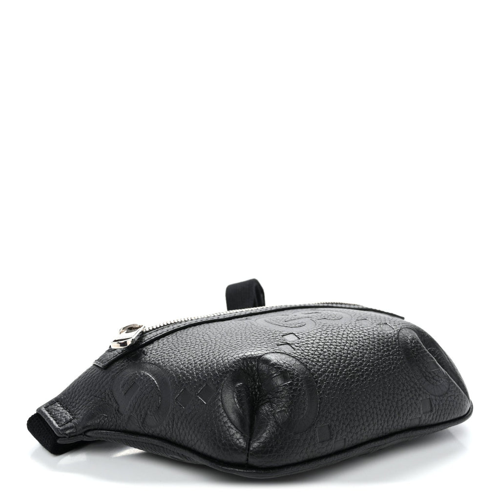 Piuma Calfskin Jumbo GG Embossed Small Belt Bag Black