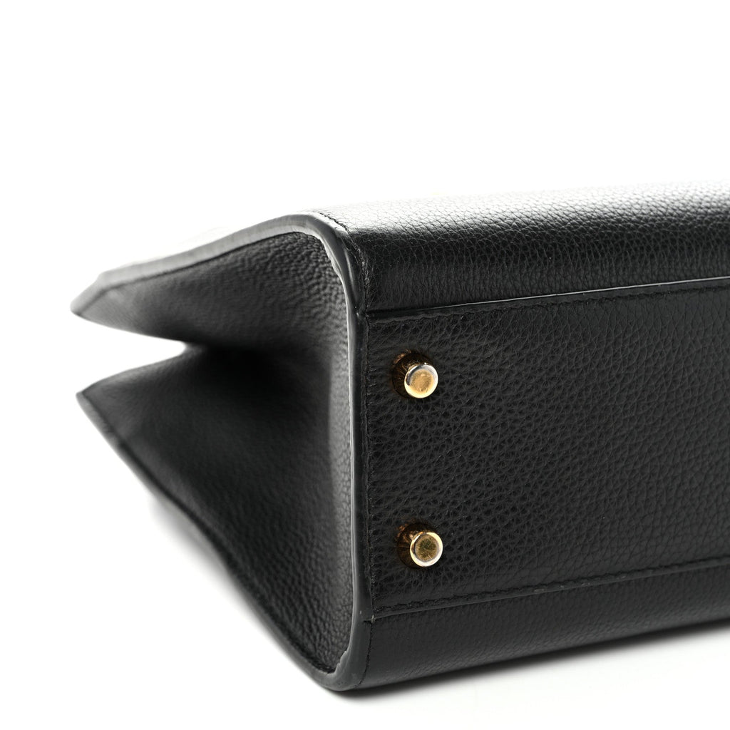 Grainy Calfskin Virtus Top Handle Tote Black