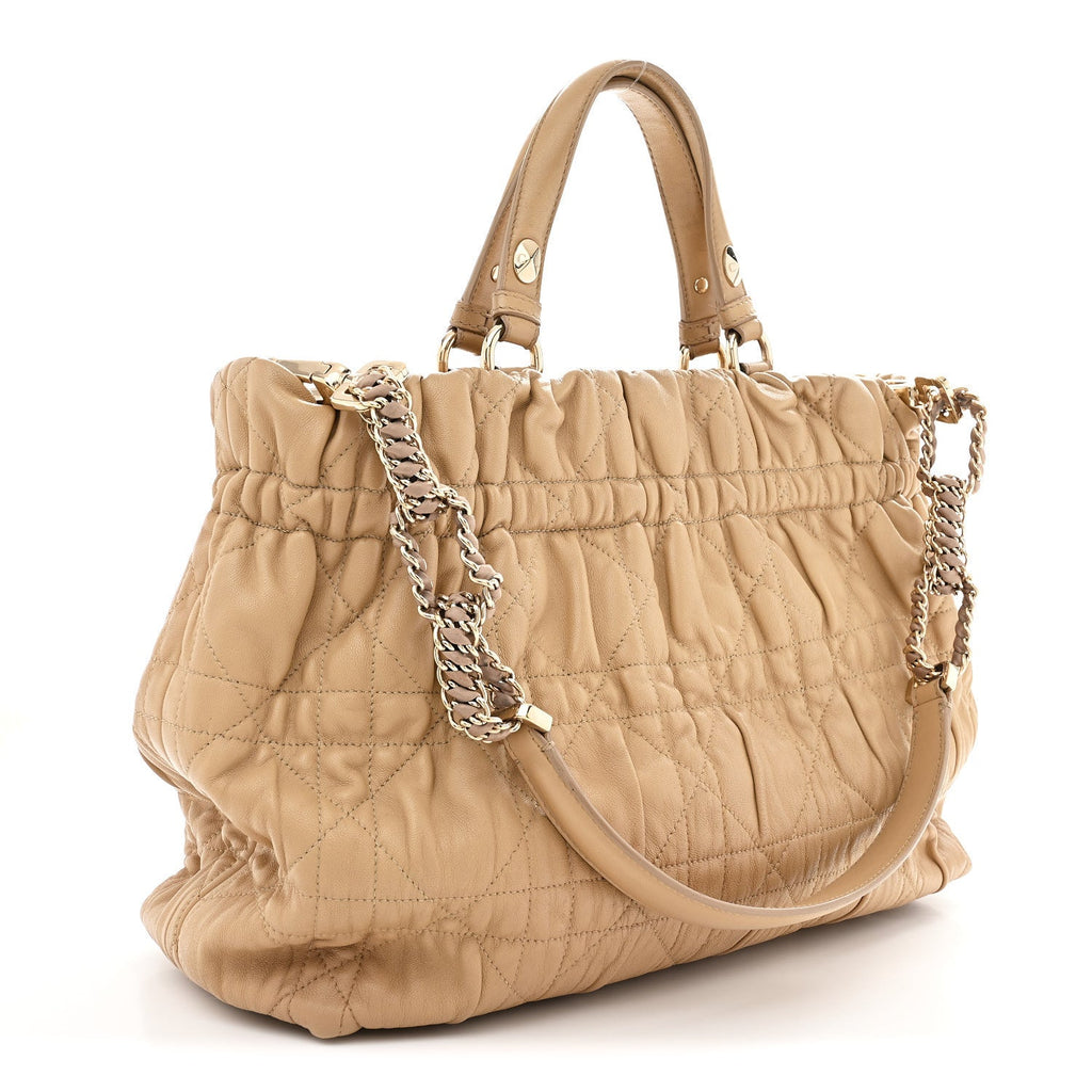 Gaufre Lambskin Cannage Delices Tote Beige