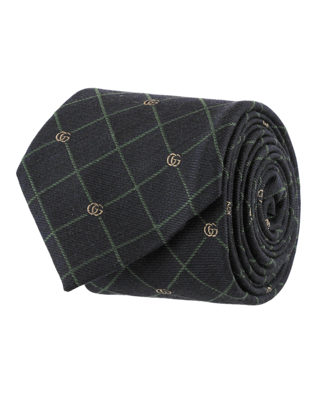 Gucci Mens Double G And Check Silk Jacquard Tie