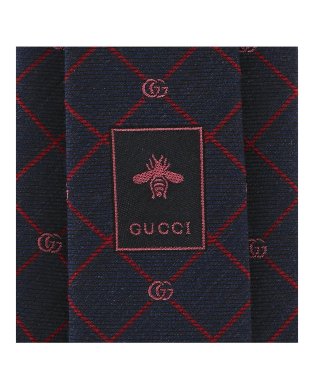Gucci Mens Double G and Check Silk Jacquard Tie