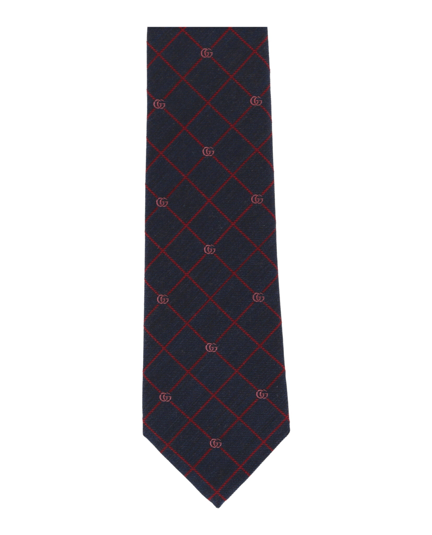 Gucci Mens Double G and Check Silk Jacquard Tie
