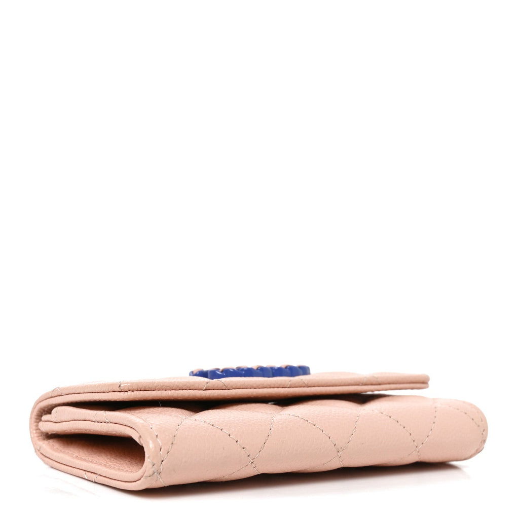 Caviar Quilted Chain CC Flap Card Holder Light Pink