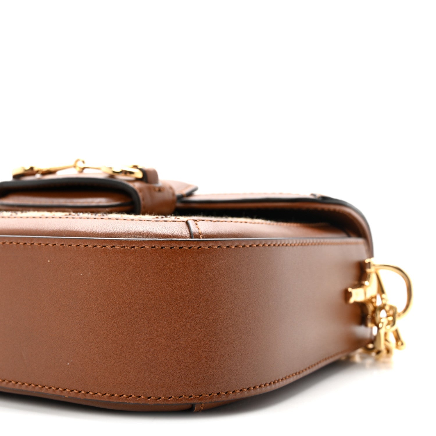 New Canvas Charisma Calfskin Crystal GG Monogram Mini Horsebit 1955 Shoulder Bag Camel Ebony