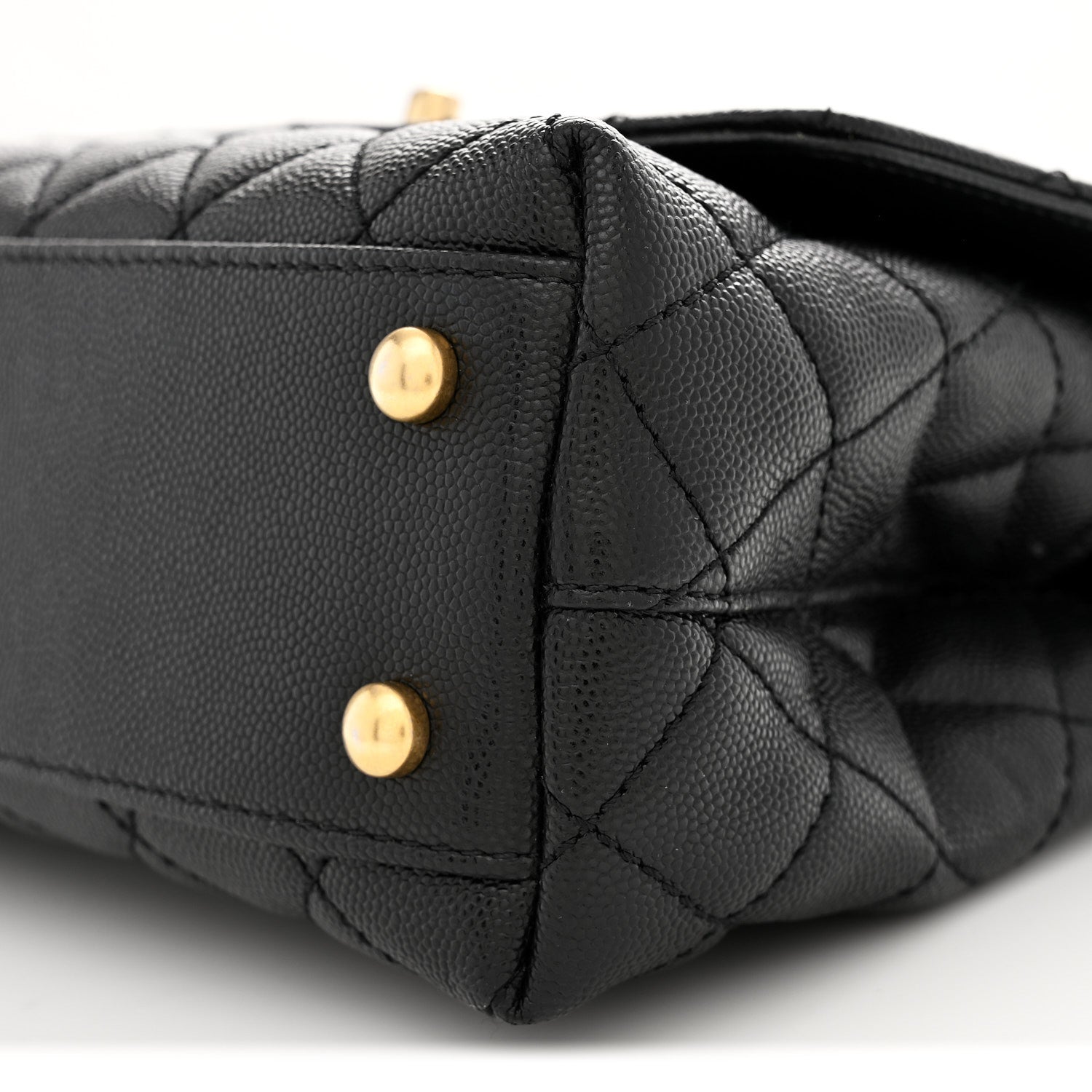 Caviar Quilted Mini Coco Chain Handle Flap Black