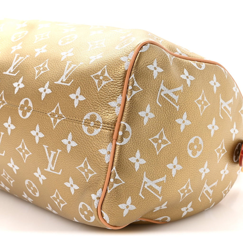 Metallic Calfskin Monogram Speedy P9 Bandouliere 30 Gold Kintsugi