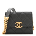 Caviar Quilted Bracelet On Chain Clutch Grey