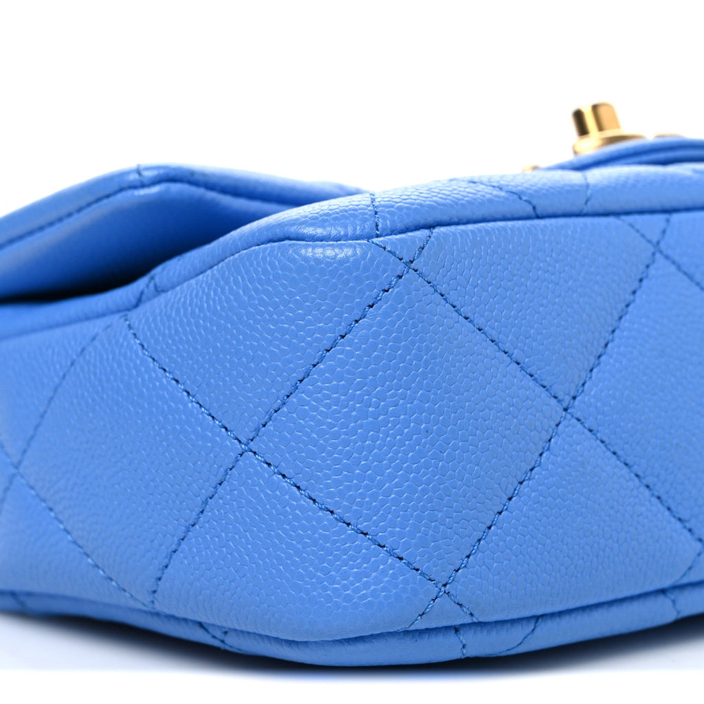 Caviar Quilted Mini Sweetheart Flap Blue