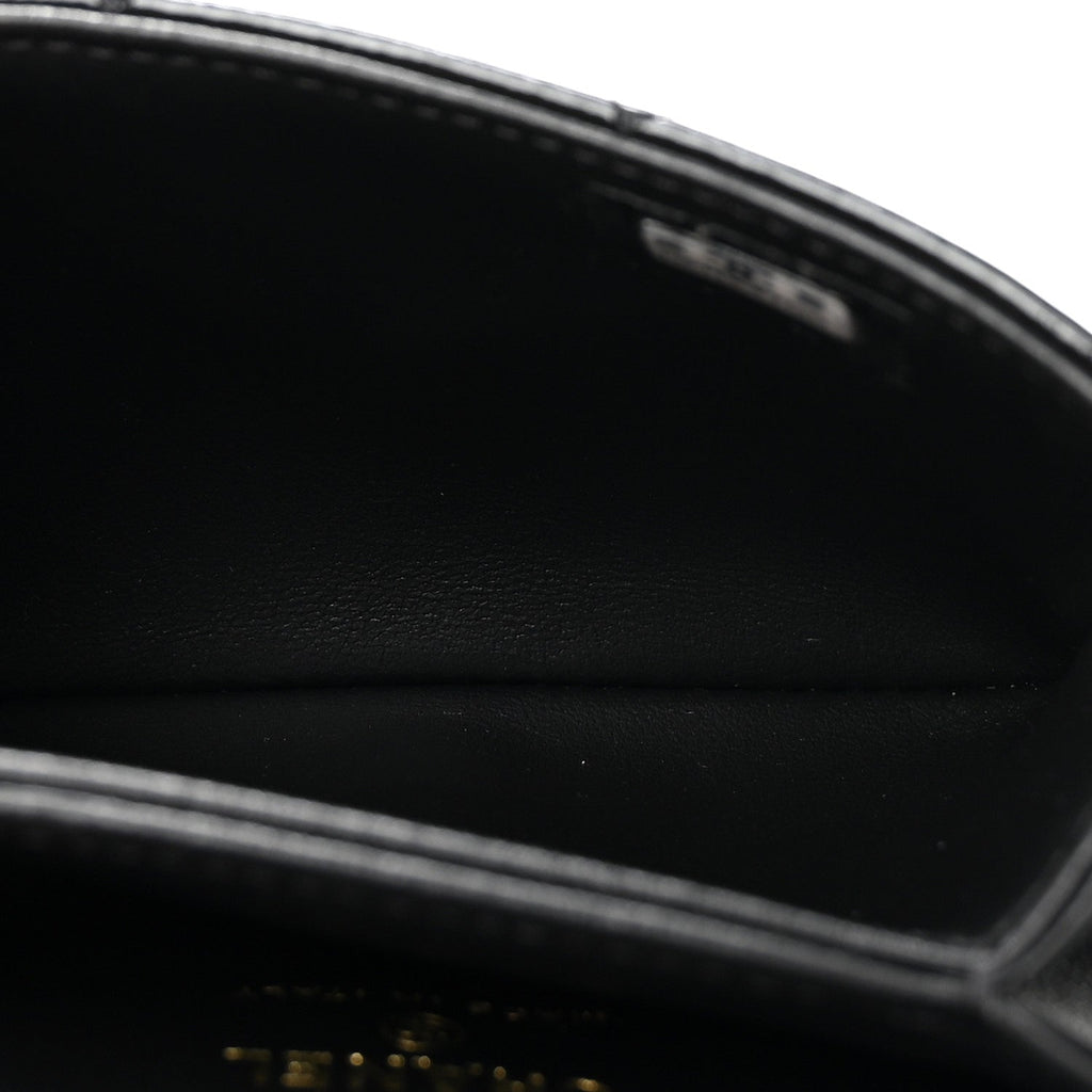 Crumpled Patent Lambskin Quilted Tassel Clutch With Chain Black