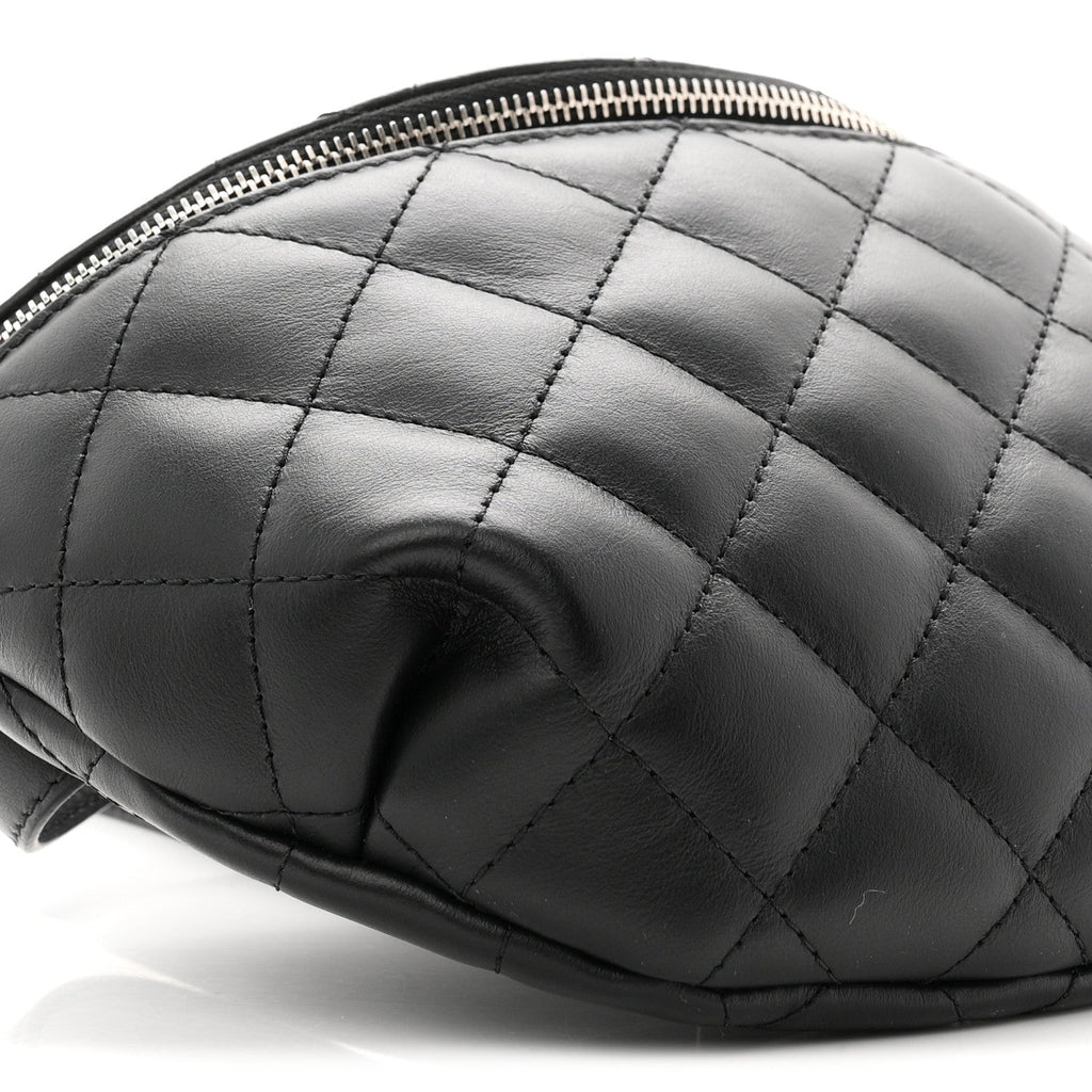 Calfskin Quilted Uniform Waist Belt Bag Black