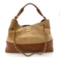 Suede Calfskin Shiny Lambskin Quilted Small Coco Base Shopping Bag Beige Camel