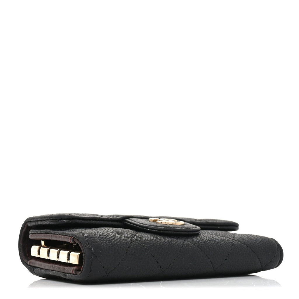 Caviar Quilted Classic 4 Key Holder Wallet Black