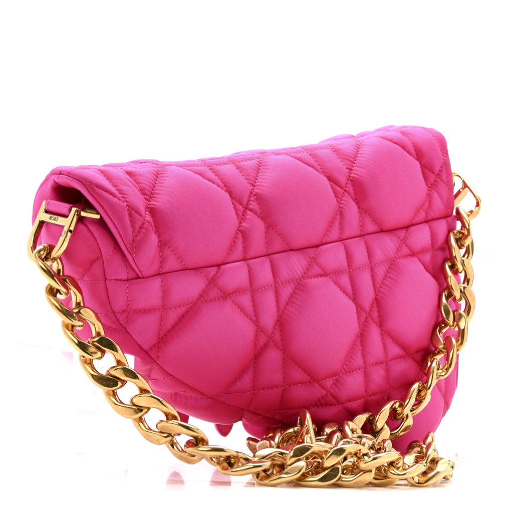 X ERL Satin Cannage Micro Venice Saddle Bag Fuchsia