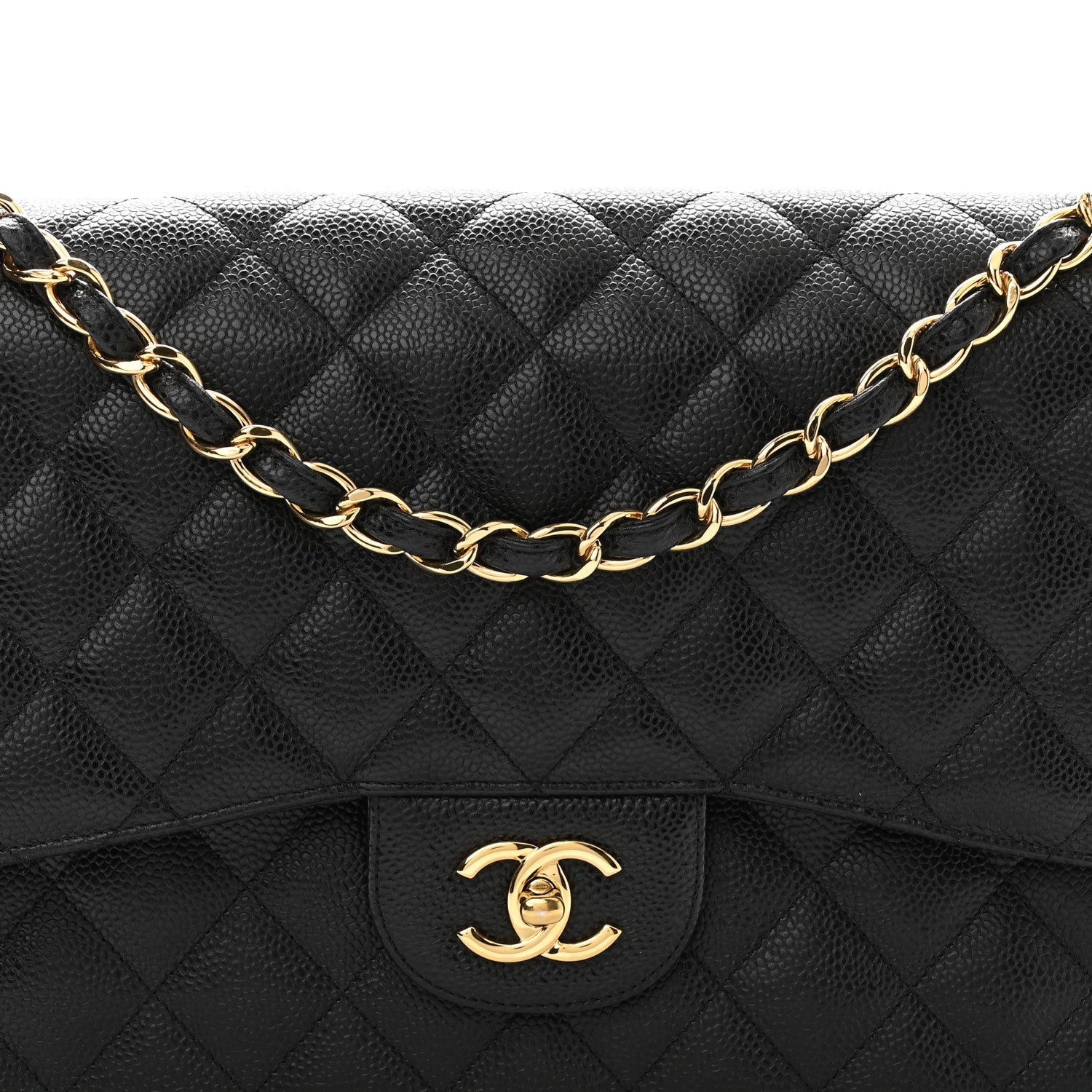 Caviar Quilted Jumbo Double Flap Black