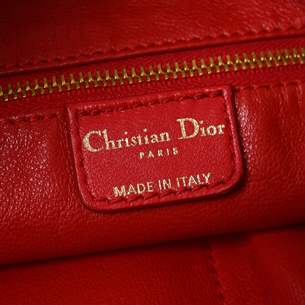 Lambskin Woven Large Dior Soft Tote Rouge Moyen