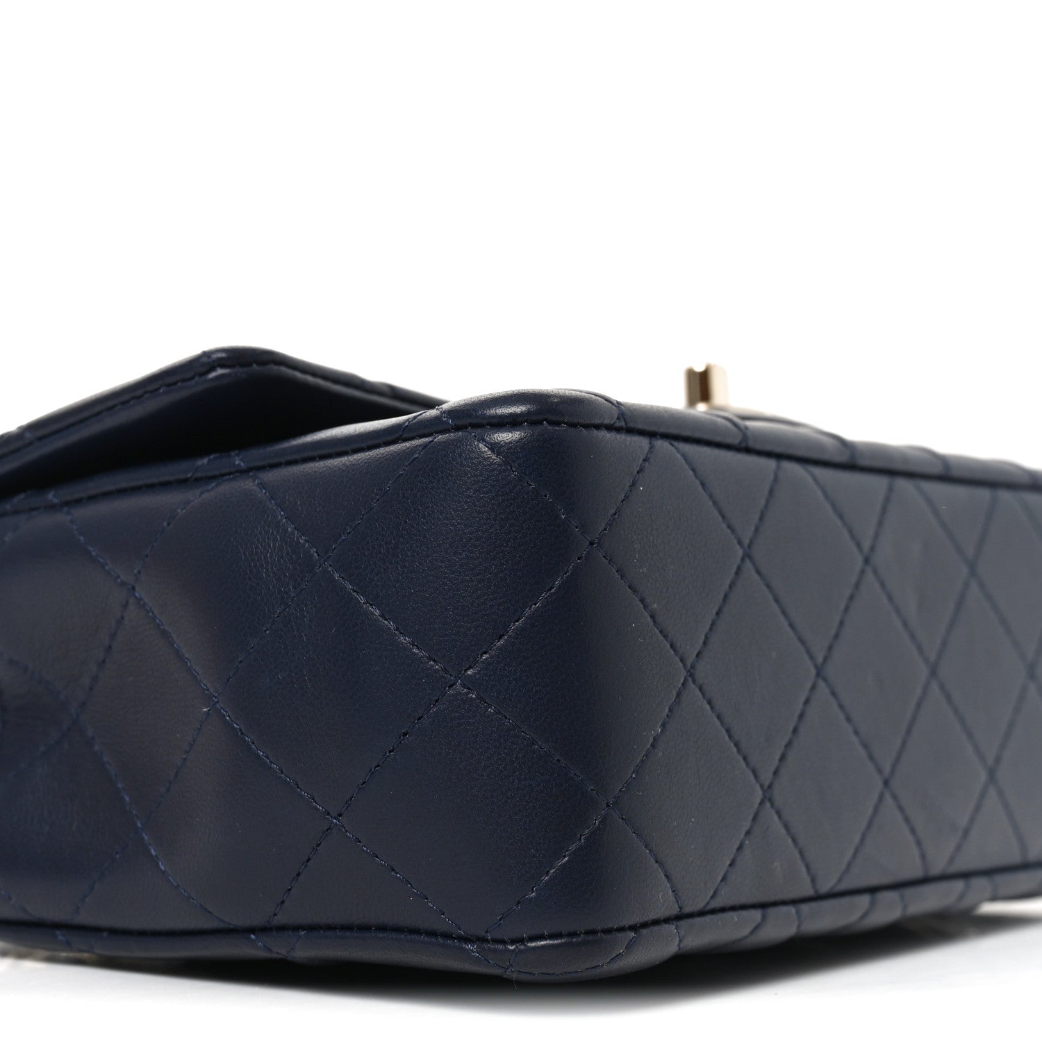 Lambskin Quilted Mini Chain Top Handle Rectangular Flap Navy