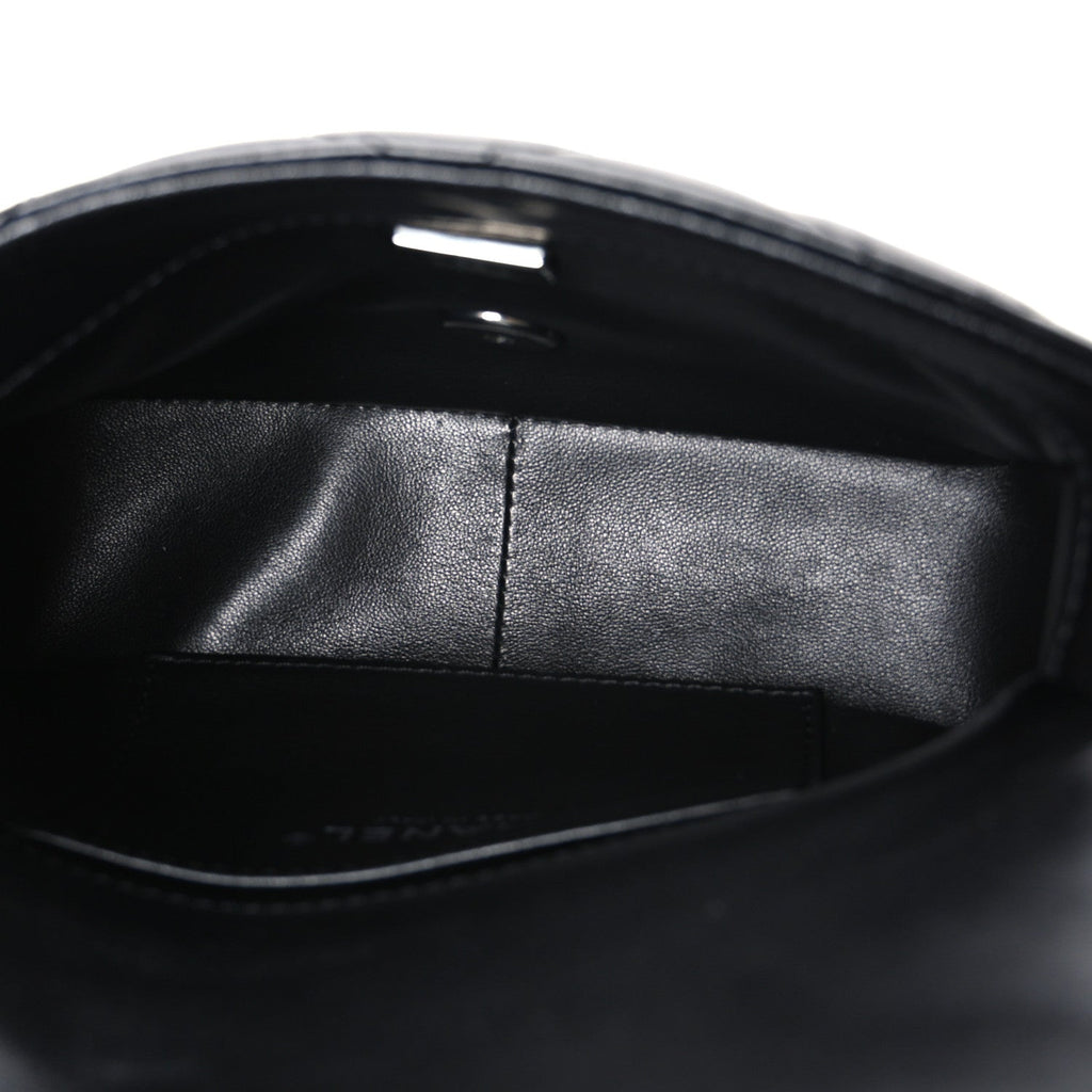 Lambskin Quilted Mini Chain Rows Flap Black