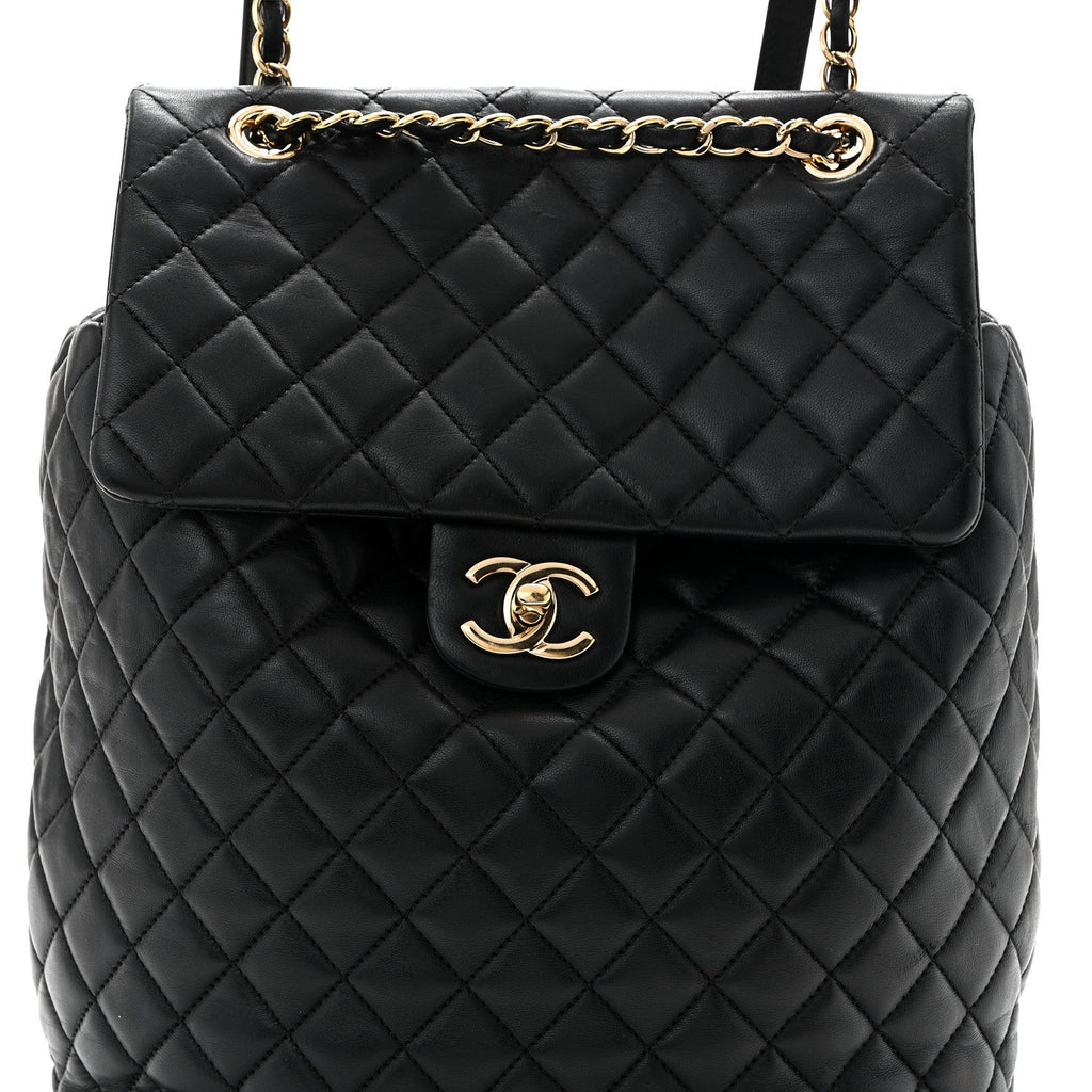 Lambskin Quilted Large Urban Spirit Backpack Black