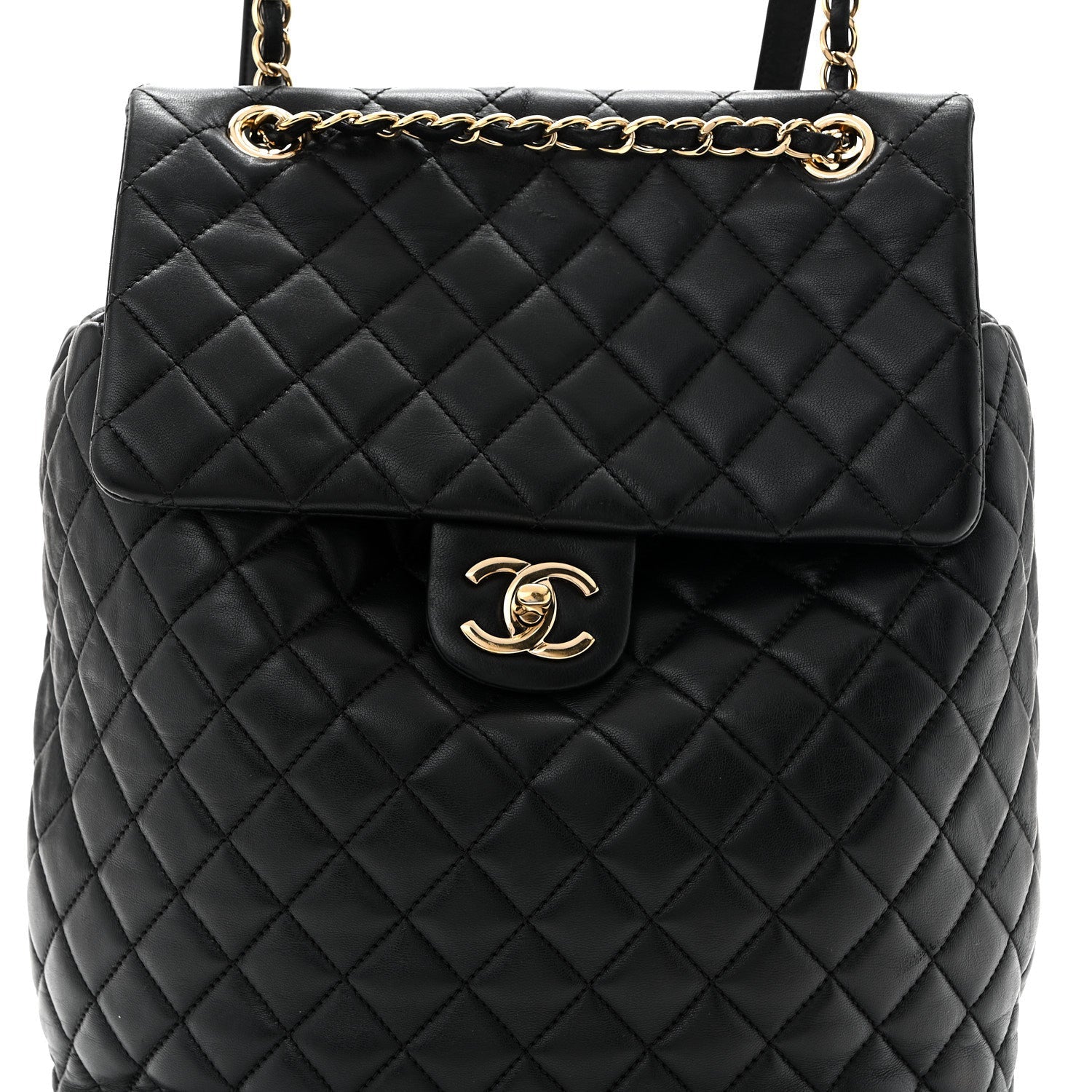 Lambskin Quilted Large Urban Spirit Backpack Black