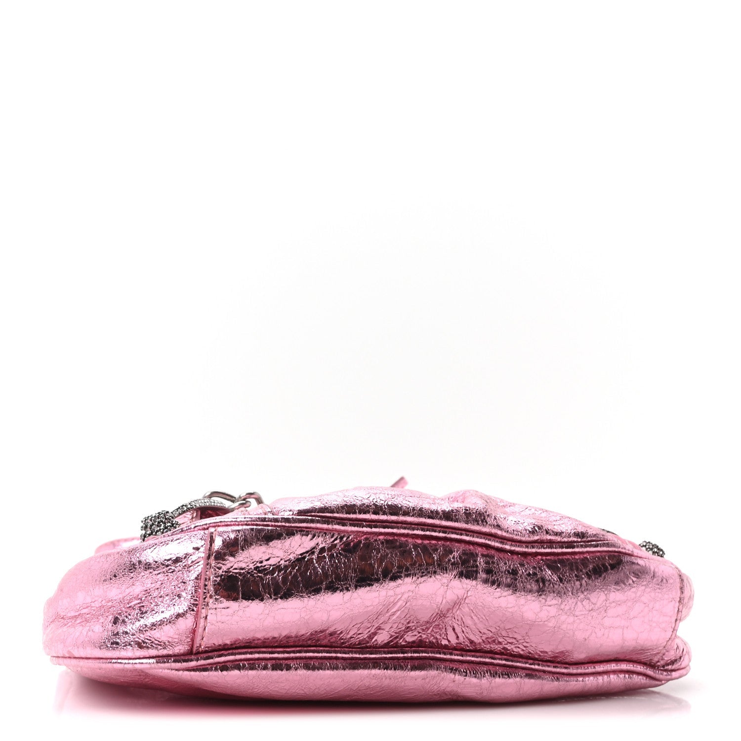 Metallic Agneau Arena Crystal Le Cagole Mini Purse With Chain Met Pink