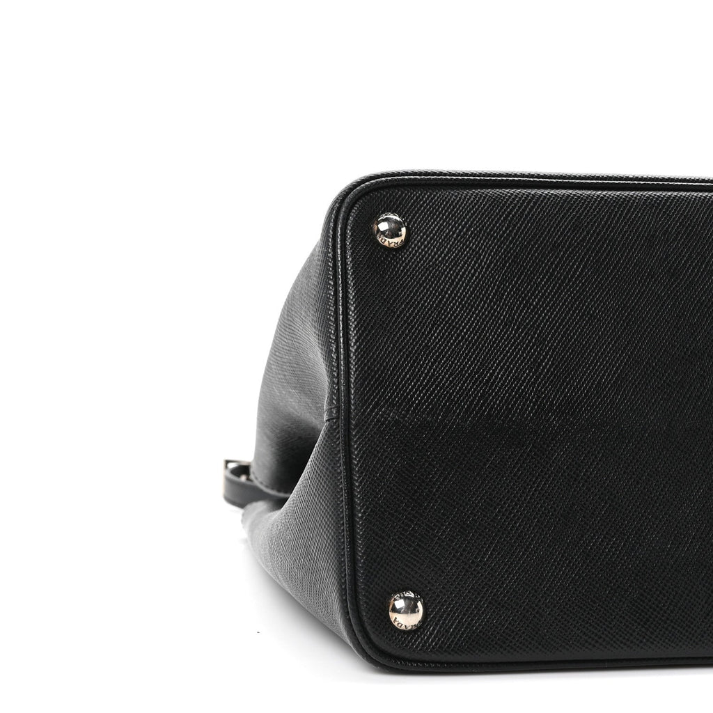 Saffiano Cuir Large Double Bag Black Fuoco