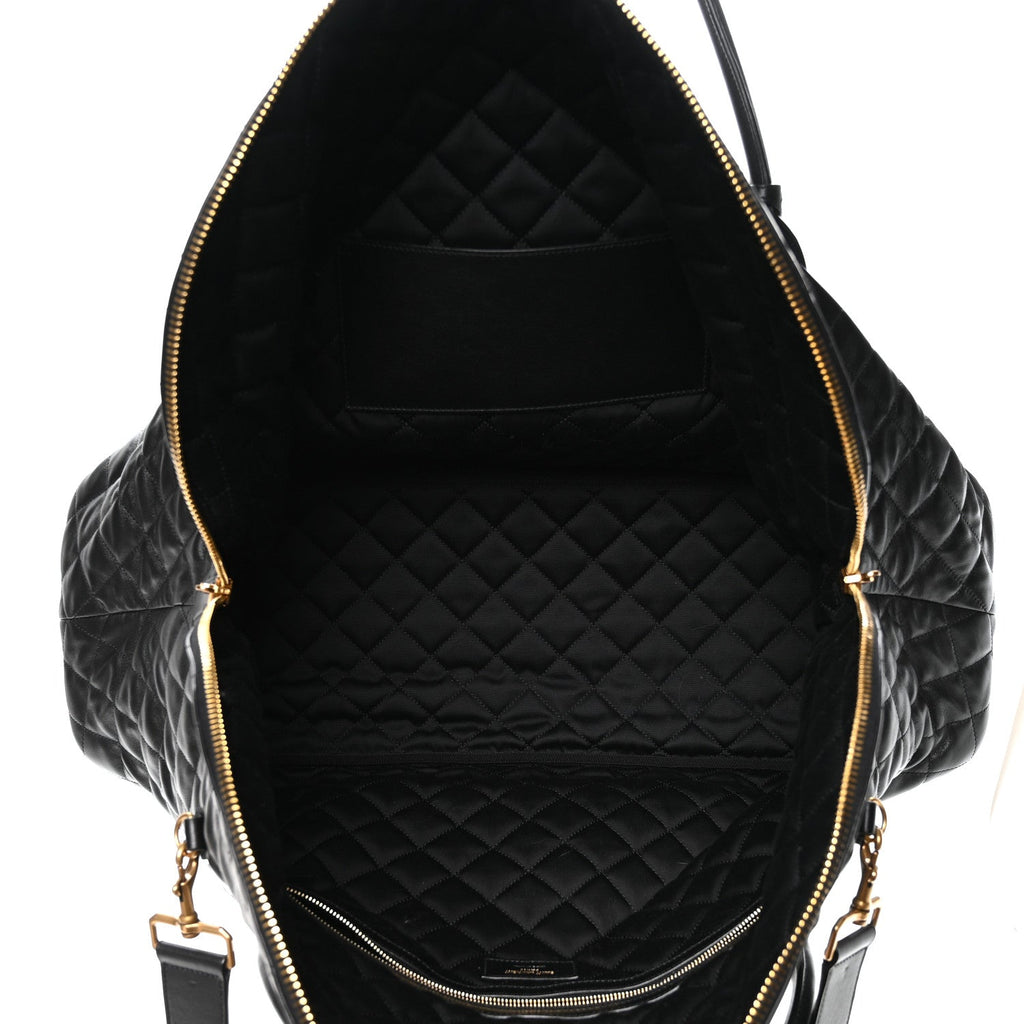 Calfskin Quilted ES Giant Travel Bag Black