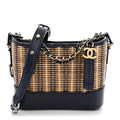 Rattan Calfskin Small Gabrielle Hobo Beige Navy