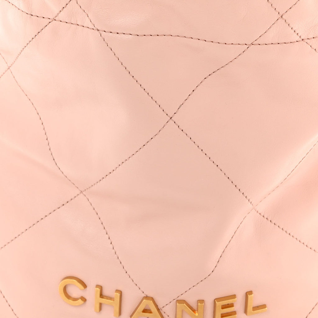 Shiny Calfskin Quilted Small Chanel 22 Light Pink
