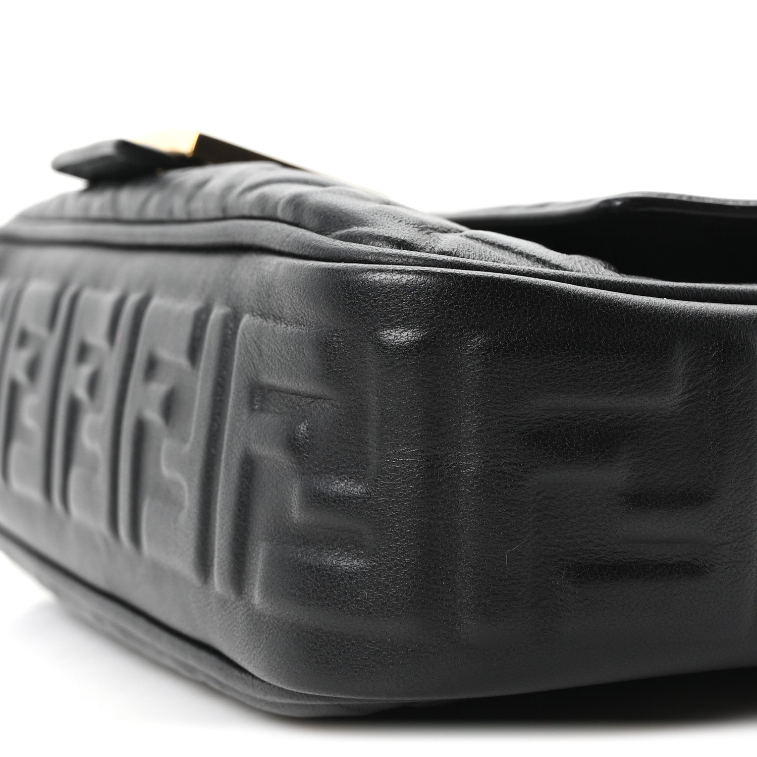 Nappa Small FF Embossed Midi Chain Baguette Black
