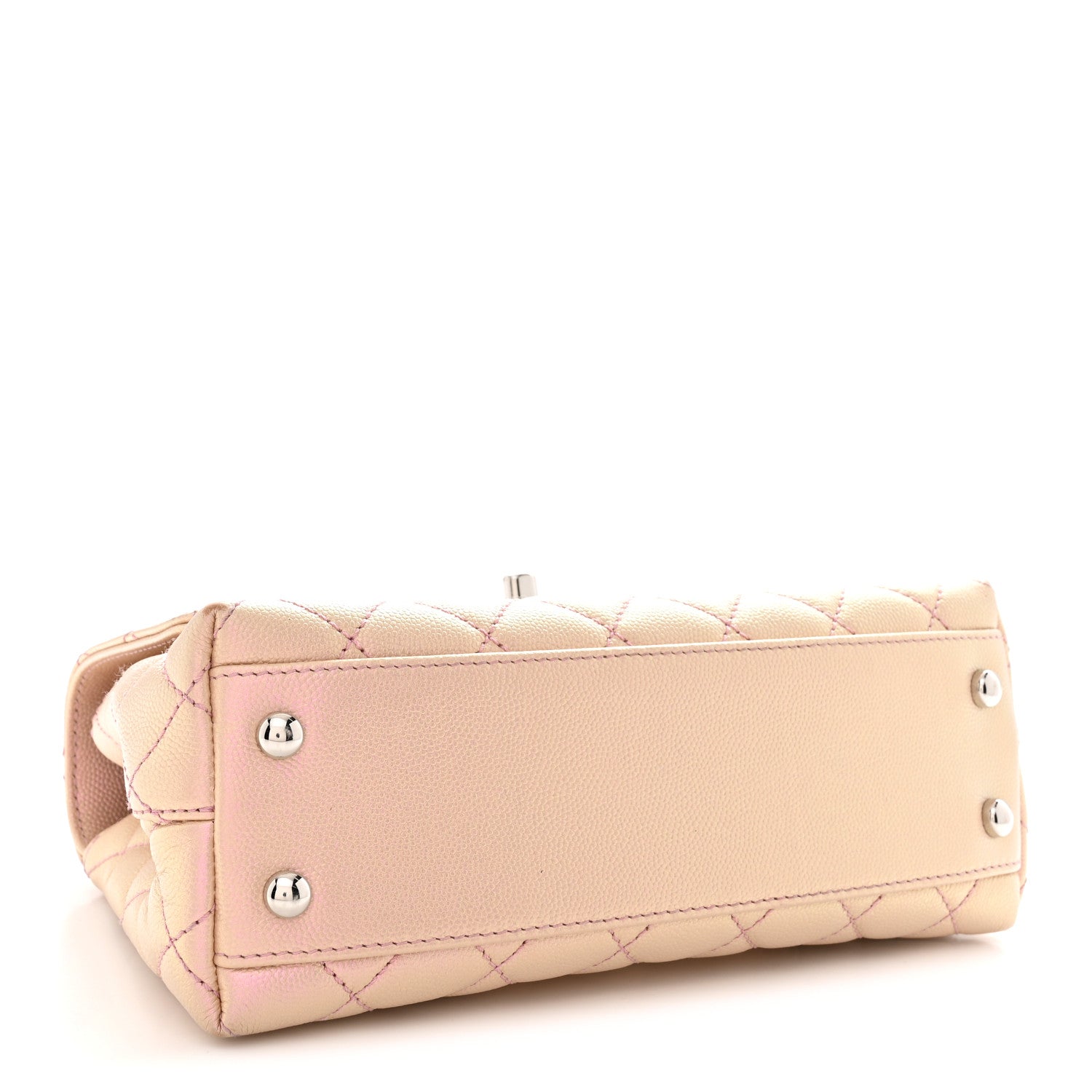 Iridescent Caviar Quilted Mini Coco Handle Flap Pink