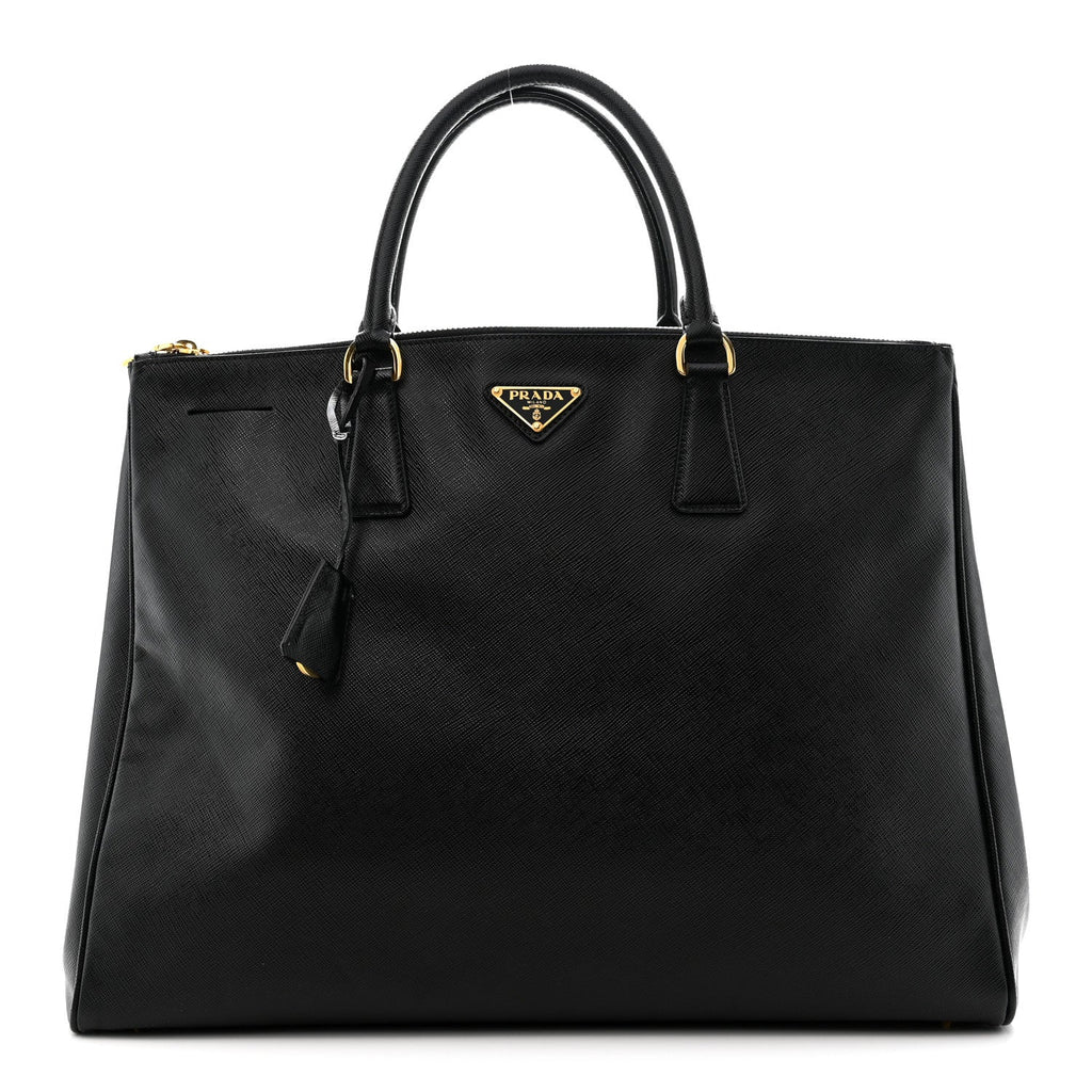 Saffiano Lux Extra Large Galleria Double Zip Tote Black