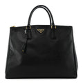 Saffiano Lux Extra Large Galleria Double Zip Tote Black