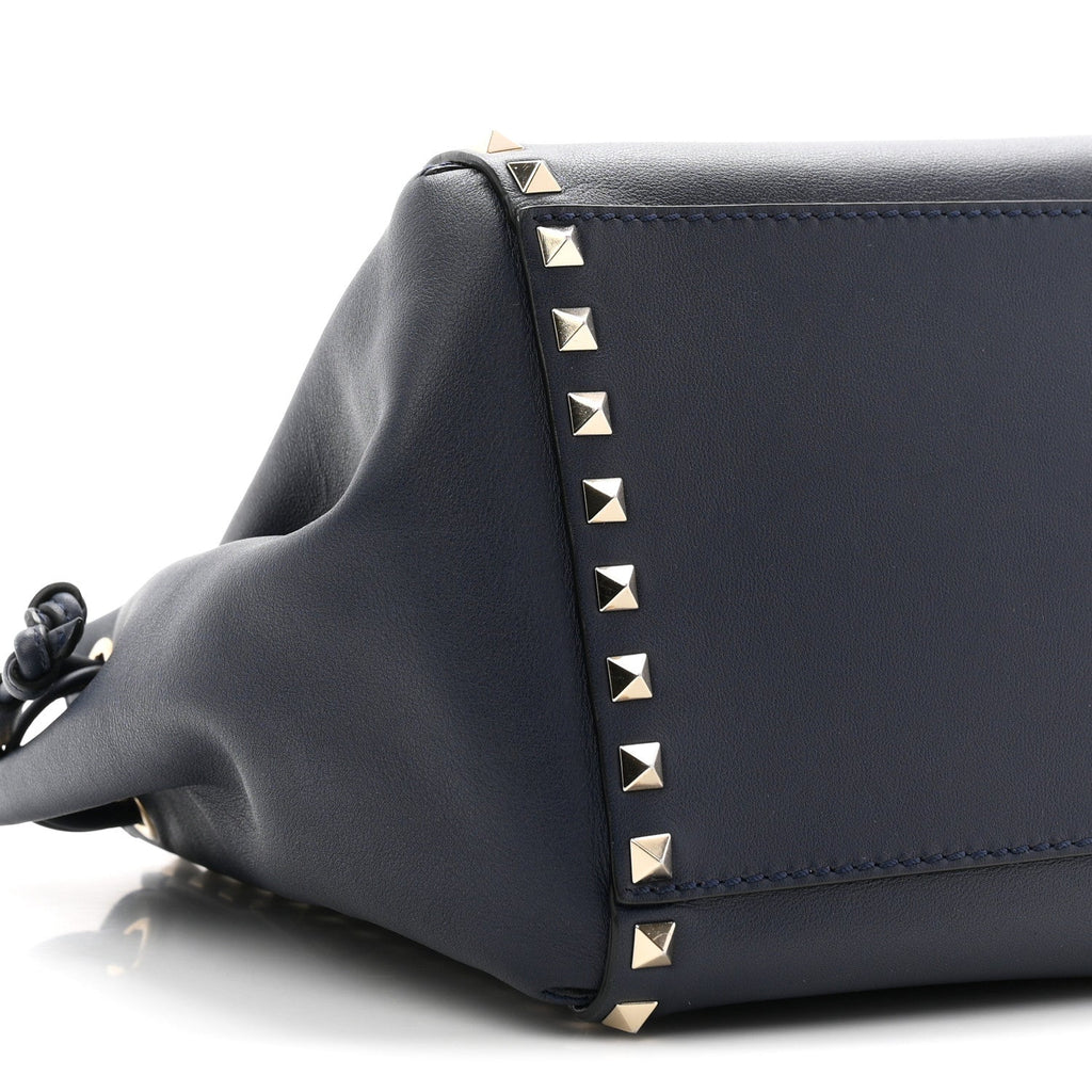 Calfskin Rockstud Double Handle Cinch Tote Marine