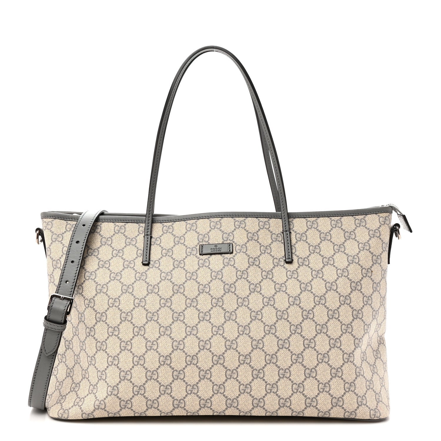 GG Supreme Monogram Medium Zippered Tote Grey