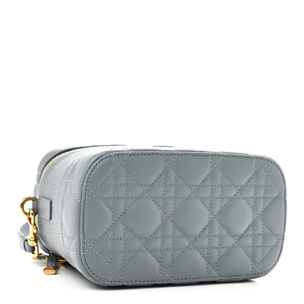 Lambskin Cannage Small Diortravel Vanity Case Cloud Blue