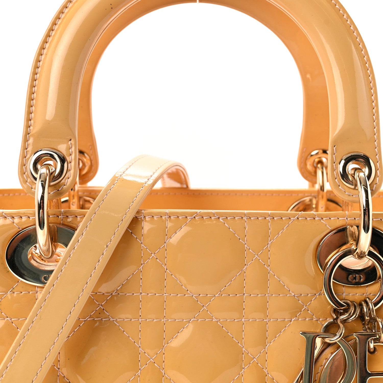 Patent Cannage Medium Lady Dior Beige