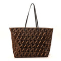 Velluto Jacquard Vitello Grace FF Large Reversible Shopping Tote Chocolate